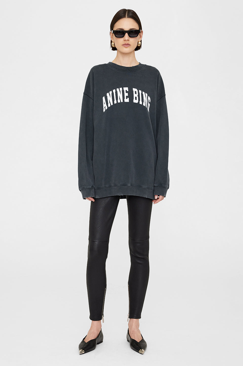 ANINE BING Tyler Sweatshirt in Washed Black