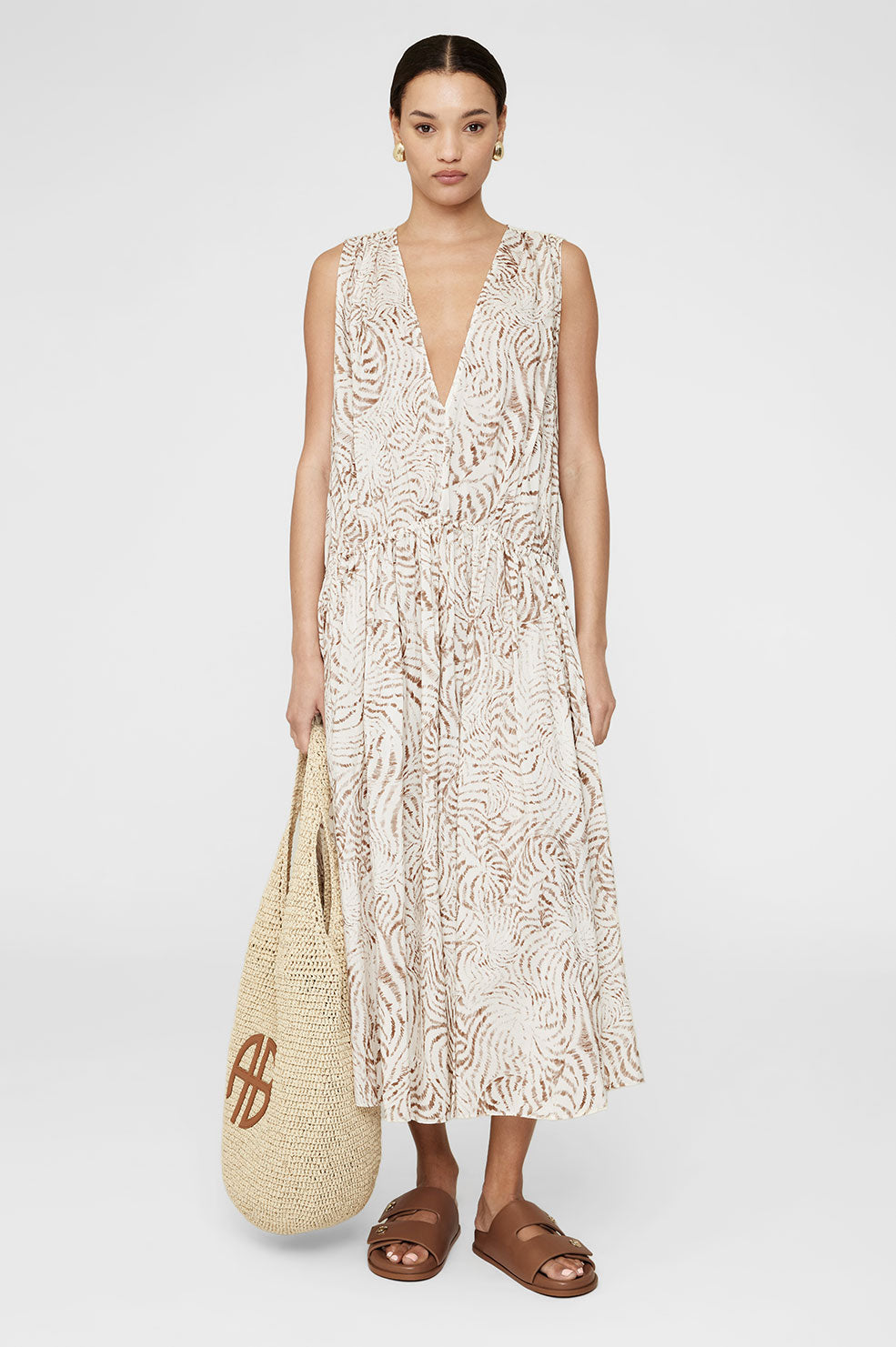 ANINE BING Mia Dress in Sand Seashell Print