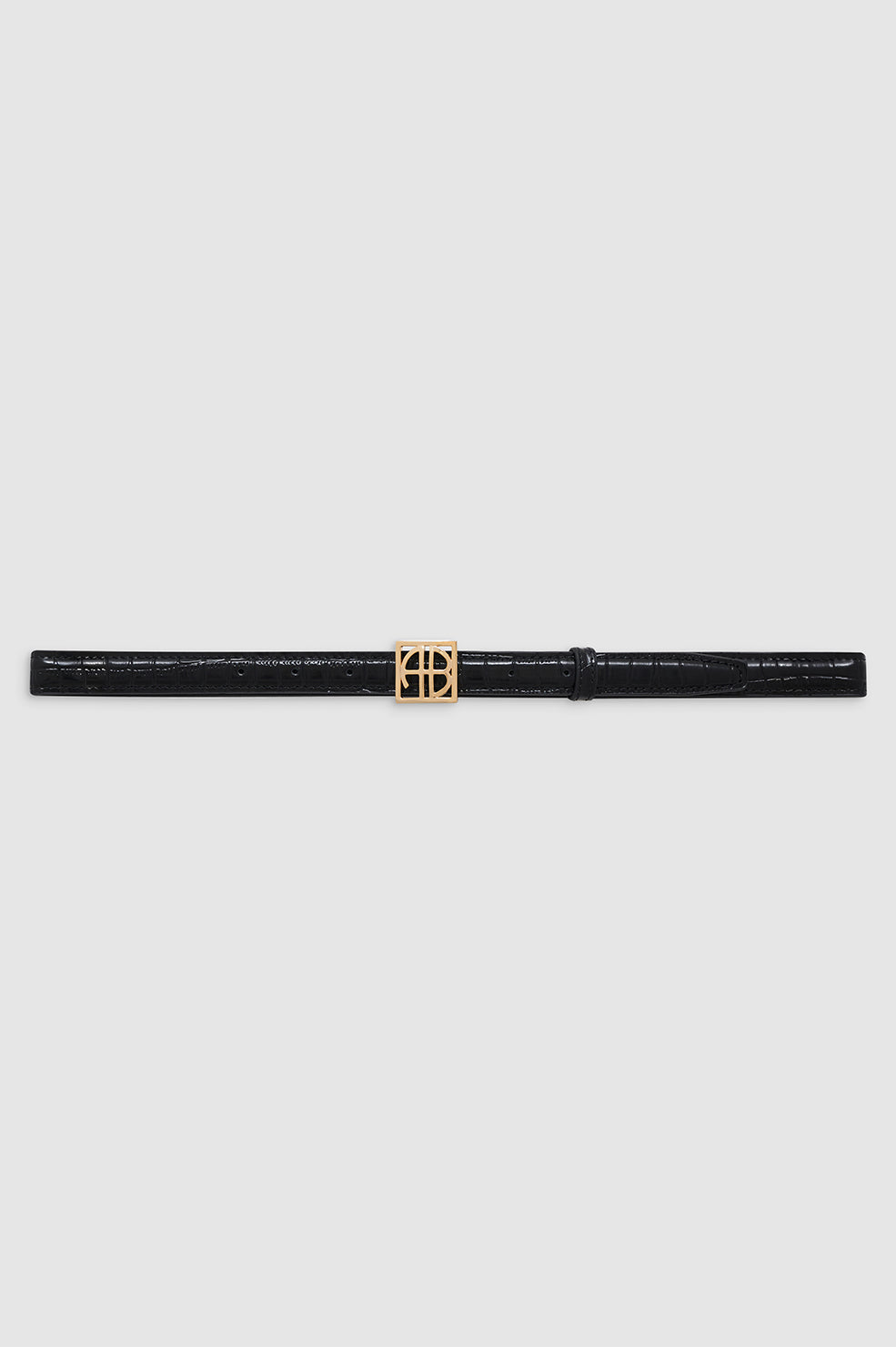 ANINE BING Monogram Belt in Black Embossed