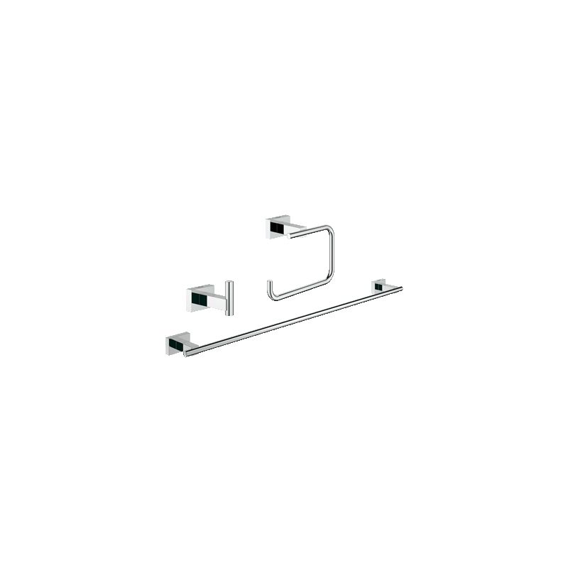 Grohe 40777001 Essentials Cube Accessory Kit-Includes Towel Bar Toilet Paper Holder and Robe Hook