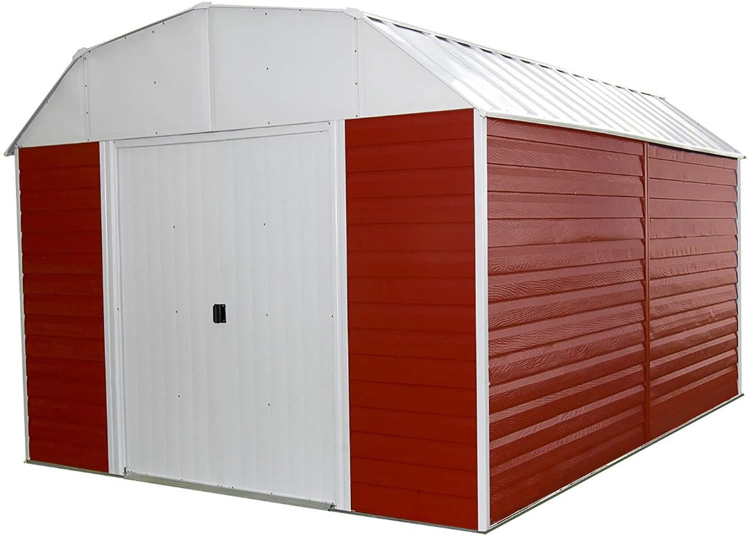 Arrow Red Barn Large Steel Storage Shed with Double Doors - 10 x 14 Foot